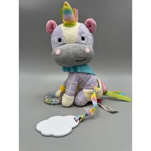 Skip Hop Bandana Buddies Baby Plush Unicorn Purple Rattle Activity Toy 8”